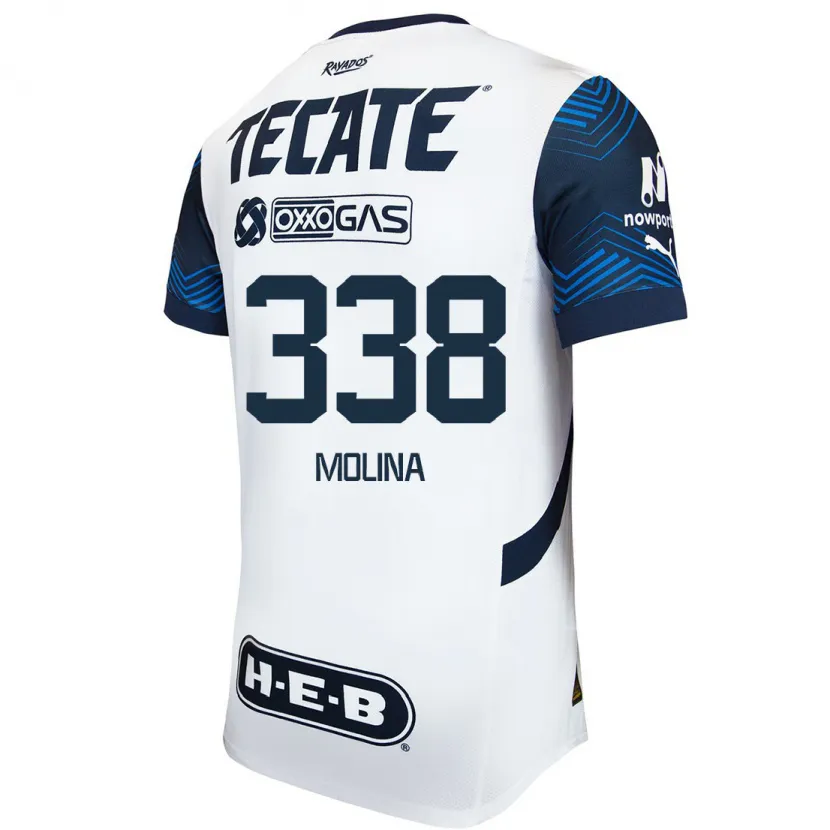 Danxen Kvinder Johann Molina #338 Hvid Blå Udebane Spillertrøjer 2024/25 Trøje T-Shirt