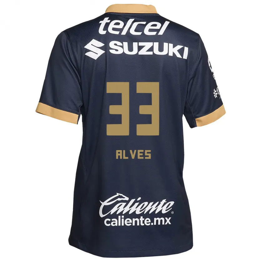 Danxen Kvinder Dani Alves #33 Obsidian Guld Hvid Udebane Spillertrøjer 2024/25 Trøje T-Shirt