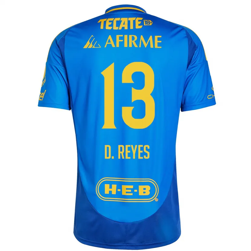 Danxen Kvinder Diego Reyes #13 Blå Gul Udebane Spillertrøjer 2024/25 Trøje T-Shirt
