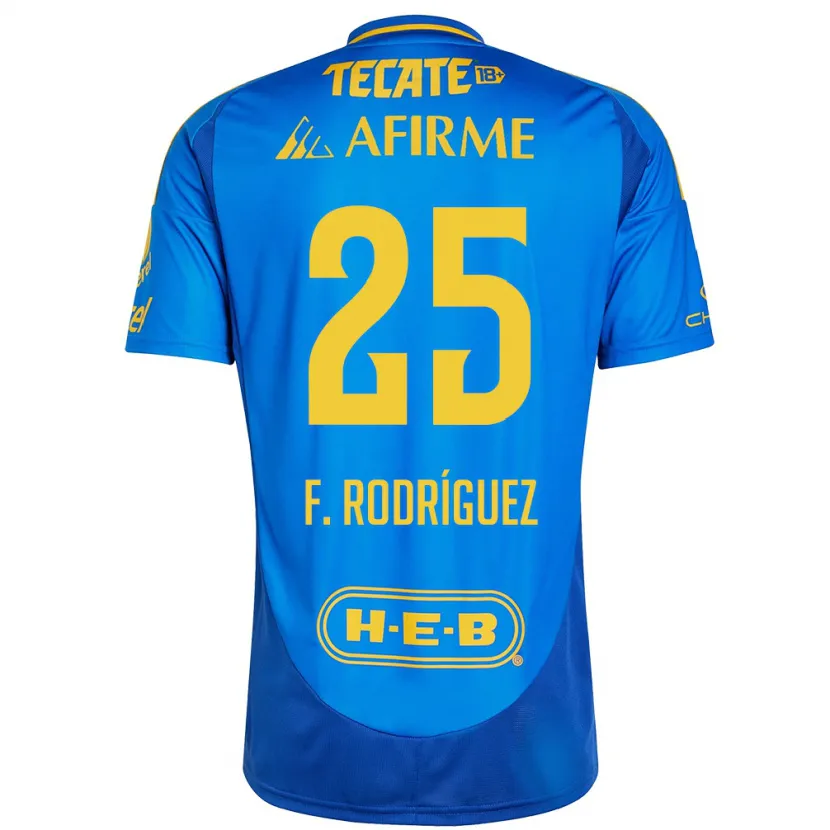 Danxen Kvinder Felipe Rodríguez #25 Blå Gul Udebane Spillertrøjer 2024/25 Trøje T-Shirt