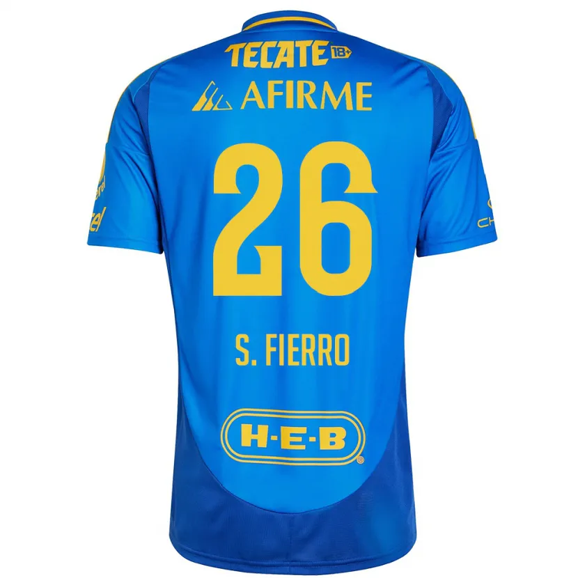 Danxen Kvinder Sebastián Fierro #26 Blå Gul Udebane Spillertrøjer 2024/25 Trøje T-Shirt