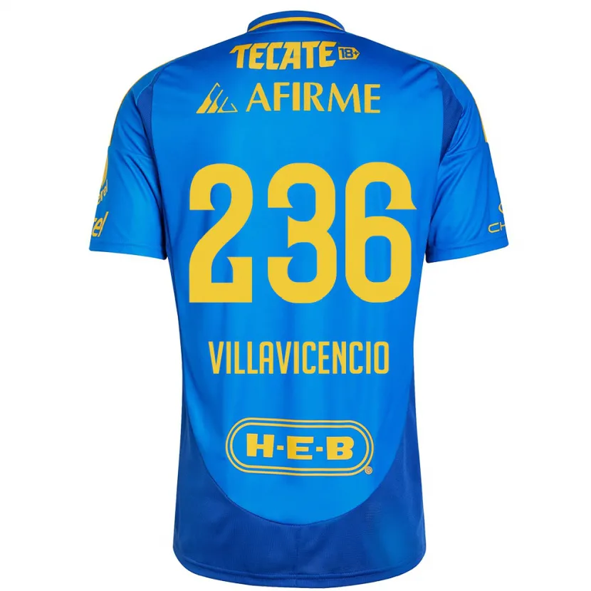 Danxen Kvinder Edgar Villavicencio #236 Blå Gul Udebane Spillertrøjer 2024/25 Trøje T-Shirt