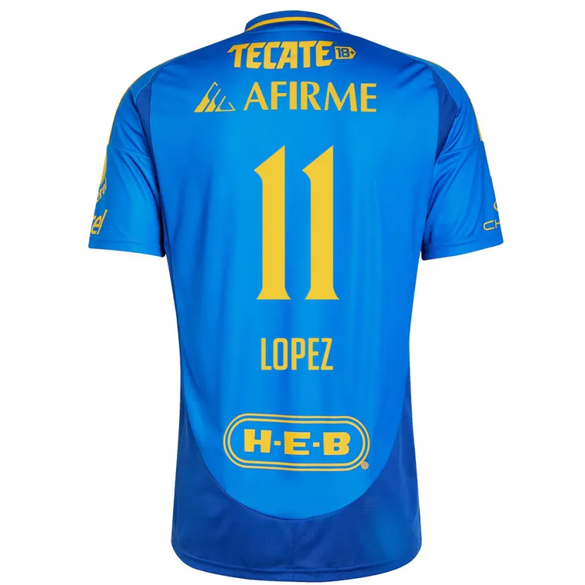 Danxen Kvinder Nicolas Lopez #11 Blå Gul Udebane Spillertrøjer 2024/25 Trøje T-Shirt