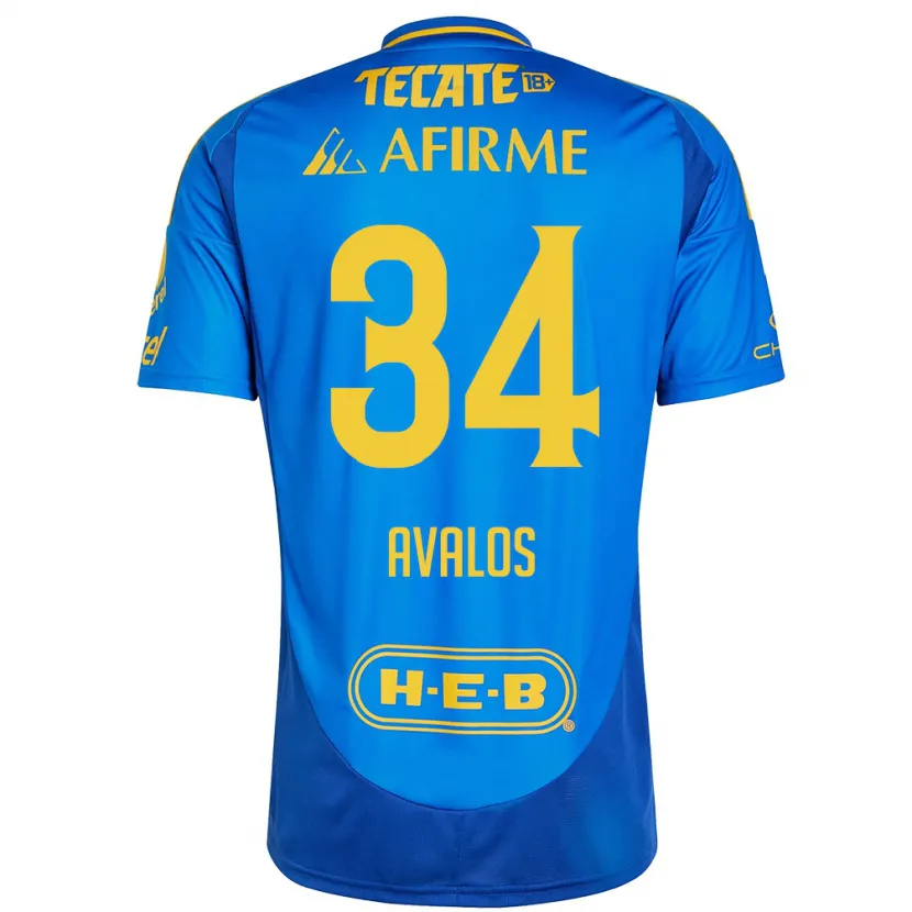 Danxen Kvinder Erick Avalos #34 Blå Gul Udebane Spillertrøjer 2024/25 Trøje T-Shirt