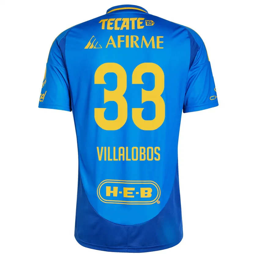 Danxen Kvinder Vania Villalobos #33 Blå Gul Udebane Spillertrøjer 2024/25 Trøje T-Shirt
