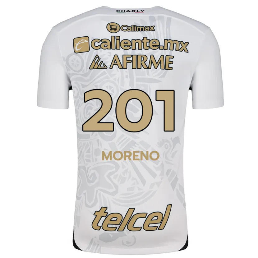 Danxen Kvinder Jesús Moreno #201 Hvid Sort Udebane Spillertrøjer 2024/25 Trøje T-Shirt