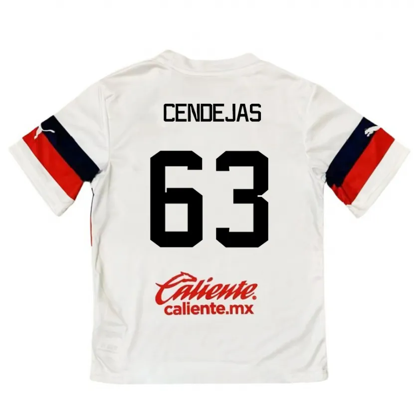 Danxen Kvinder Matías Cendejas #63 Hvid Rød Udebane Spillertrøjer 2024/25 Trøje T-Shirt