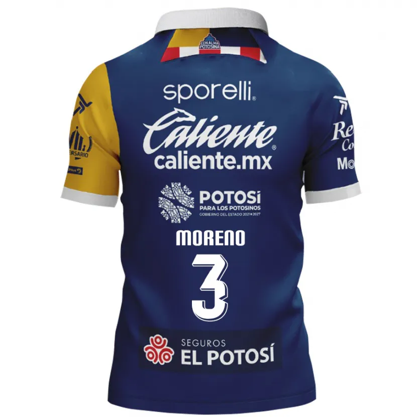 Danxen Kvinder Iker Moreno #3 Blå Gul Udebane Spillertrøjer 2024/25 Trøje T-Shirt