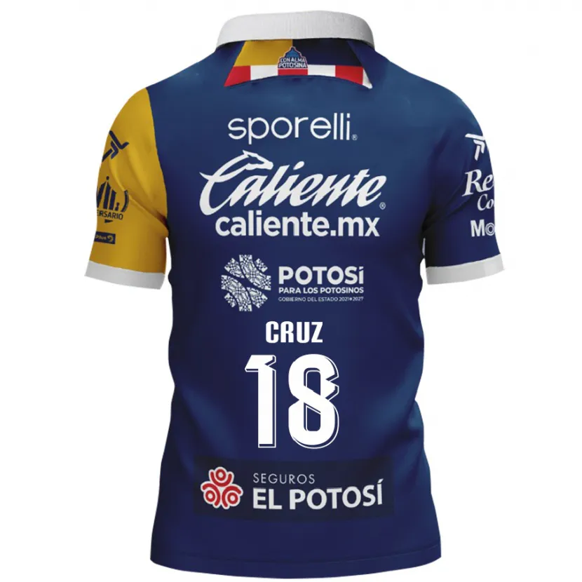 Danxen Kvinder Aldo Cruz #18 Blå Gul Udebane Spillertrøjer 2024/25 Trøje T-Shirt