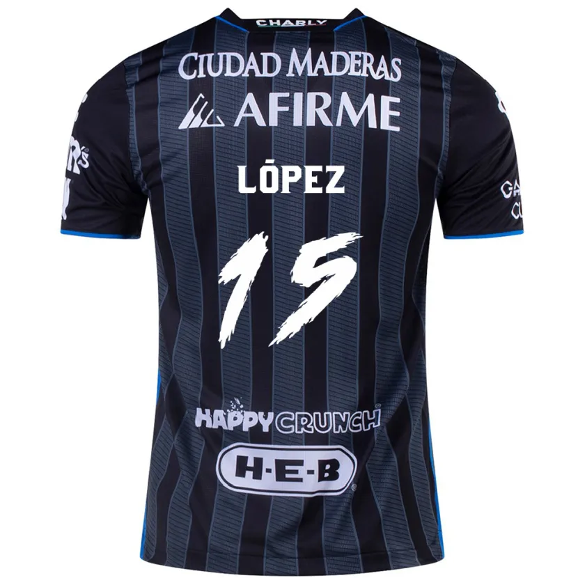 Danxen Kvinder Víctor López #15 Hvid Sort Udebane Spillertrøjer 2024/25 Trøje T-Shirt