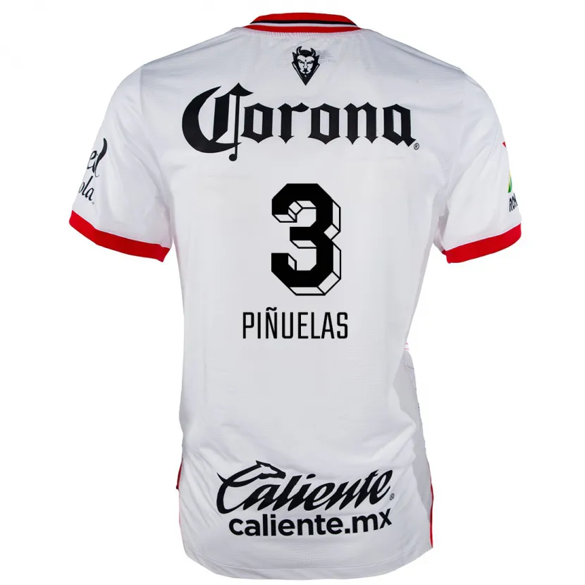 Danxen Kvinder Fernando Piñuelas #3 Hvid Rød Udebane Spillertrøjer 2024/25 Trøje T-Shirt