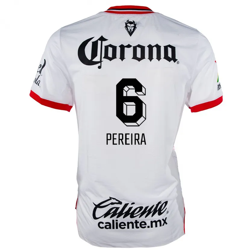 Danxen Kvinder Federico Pereira #6 Hvid Rød Udebane Spillertrøjer 2024/25 Trøje T-Shirt