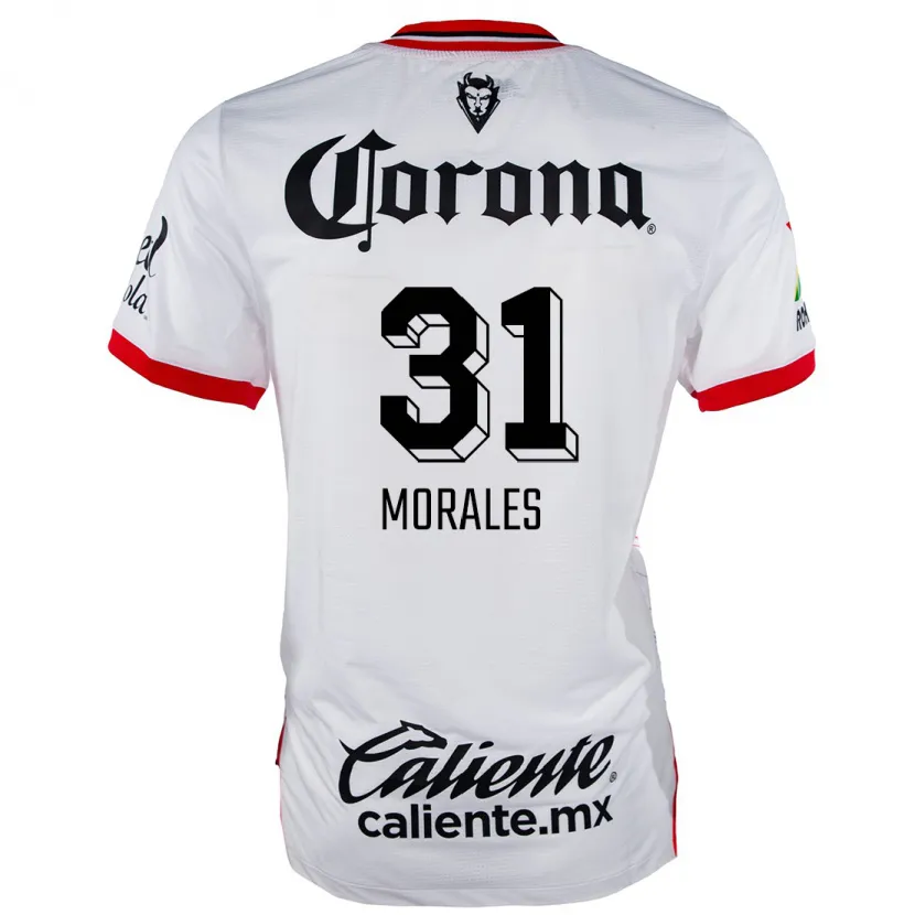 Danxen Kvinder Robert Morales #31 Hvid Rød Udebane Spillertrøjer 2024/25 Trøje T-Shirt