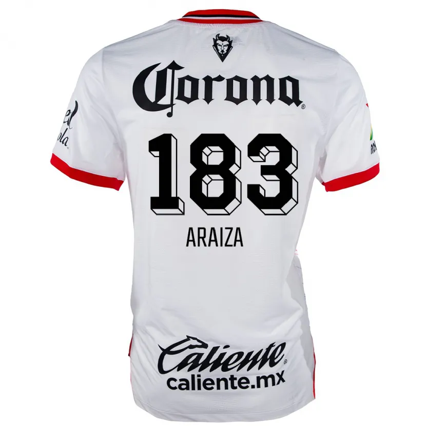 Danxen Kvinder Daniel Araiza #183 Hvid Rød Udebane Spillertrøjer 2024/25 Trøje T-Shirt