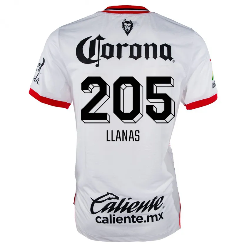 Danxen Kvinder Emmanuel Llanas #205 Hvid Rød Udebane Spillertrøjer 2024/25 Trøje T-Shirt