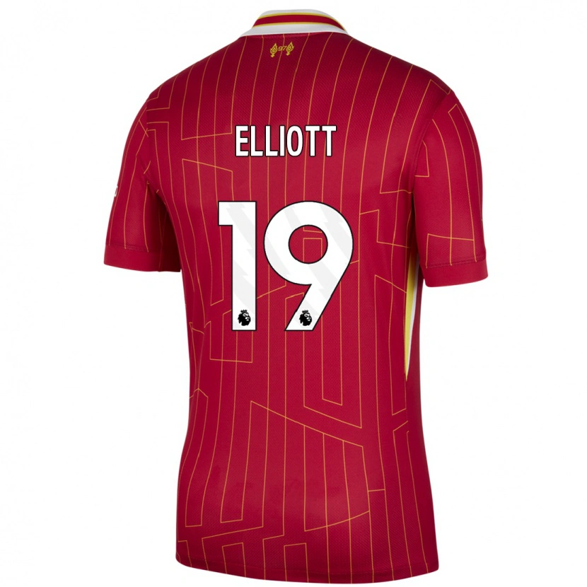 Danxen Børn Harvey Elliott #19 Rød Gul Hvid Hjemmebane Spillertrøjer 2024/25 Trøje T-Shirt