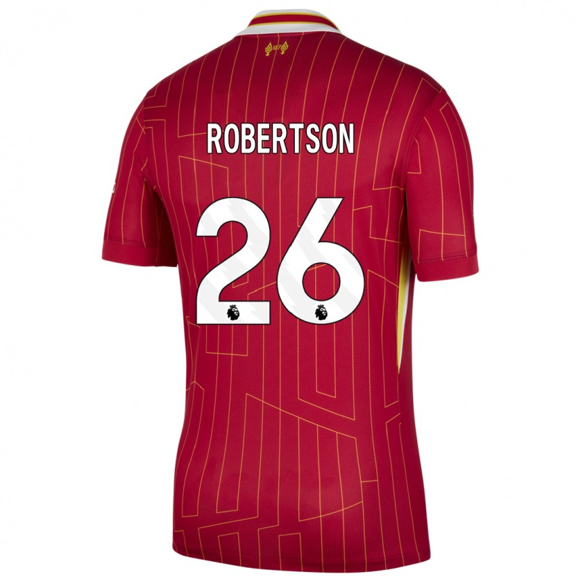 Danxen Børn Andrew Robertson #26 Rød Gul Hvid Hjemmebane Spillertrøjer 2024/25 Trøje T-Shirt
