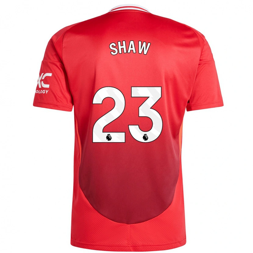 Danxen Børn Luke Shaw #23 Lyse Rødt Hjemmebane Spillertrøjer 2024/25 Trøje T-Shirt