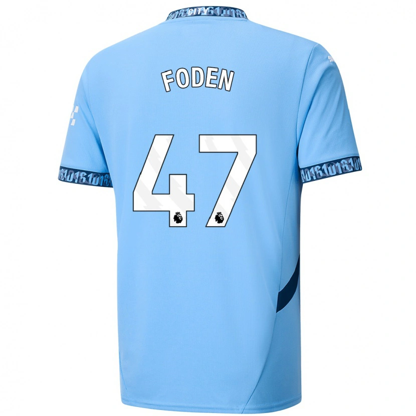 Danxen Børn Phil Foden #47 Marineblå Hjemmebane Spillertrøjer 2024/25 Trøje T-Shirt