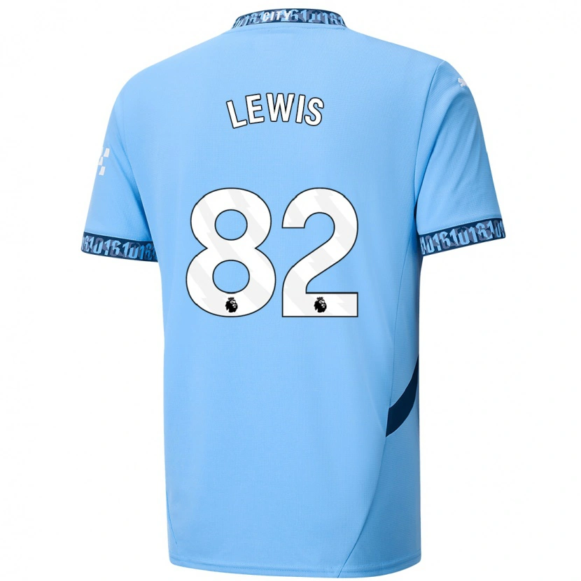 Danxen Børn Rico Lewis #82 Marineblå Hjemmebane Spillertrøjer 2024/25 Trøje T-Shirt