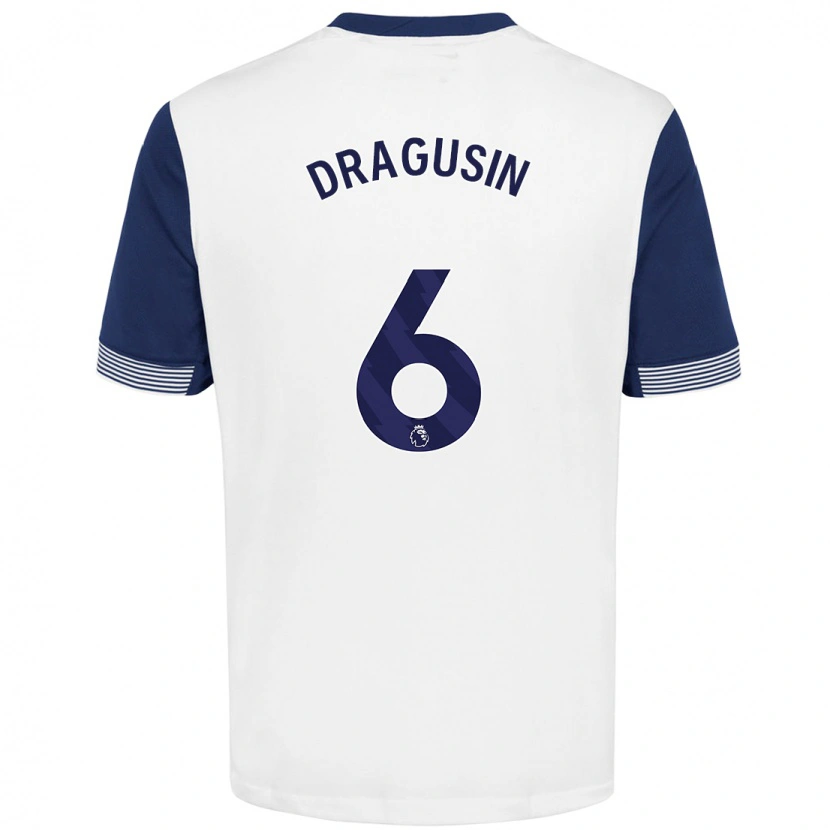 Danxen Børn Radu Drăgușin #6 Hvid Blå Hjemmebane Spillertrøjer 2024/25 Trøje T-Shirt