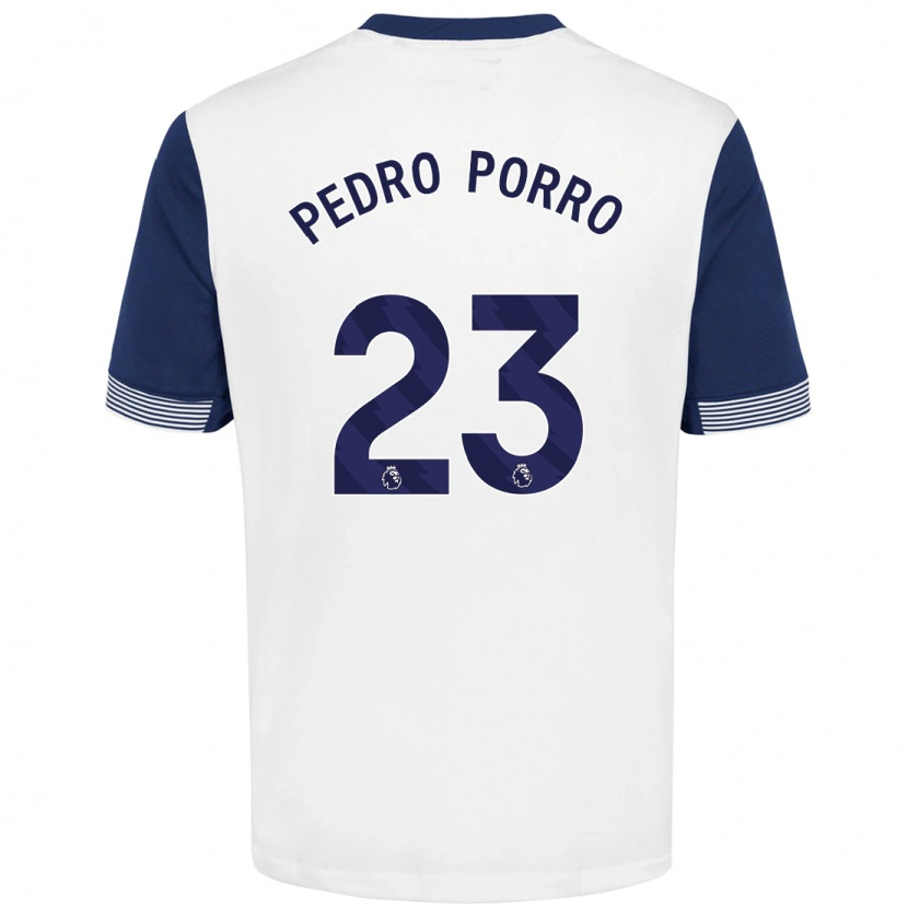 Danxen Børn Pedro Porro #23 Hvid Blå Hjemmebane Spillertrøjer 2024/25 Trøje T-Shirt