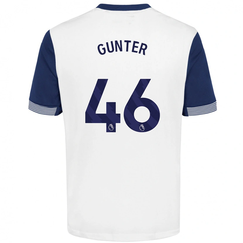 Danxen Børn Luca Gunter #46 Hvid Blå Hjemmebane Spillertrøjer 2024/25 Trøje T-Shirt