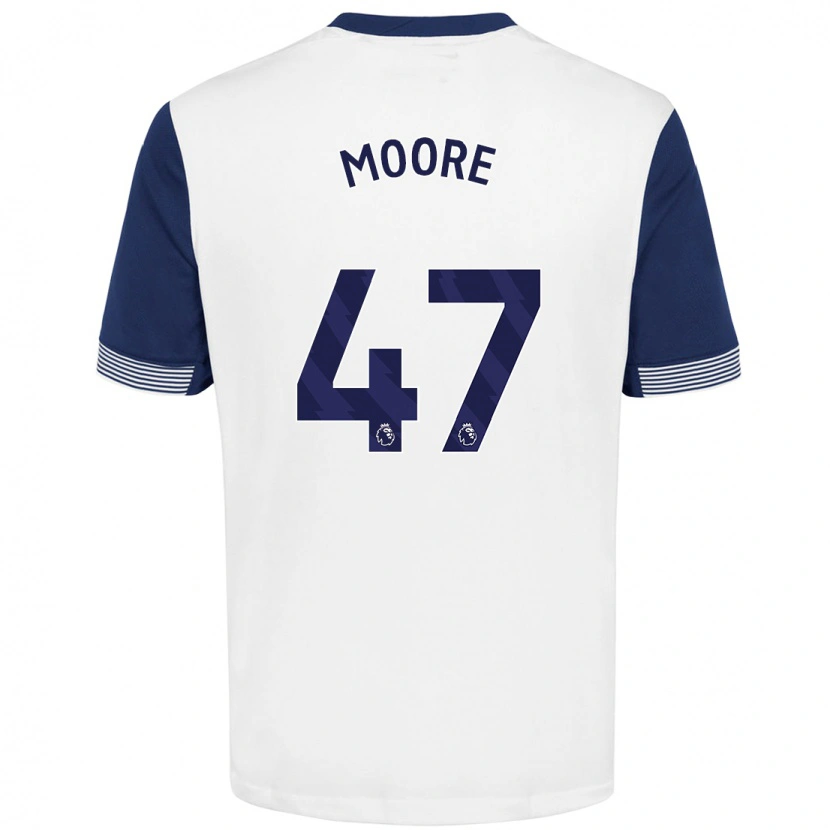 Danxen Børn Mikey Moore #47 Hvid Blå Hjemmebane Spillertrøjer 2024/25 Trøje T-Shirt