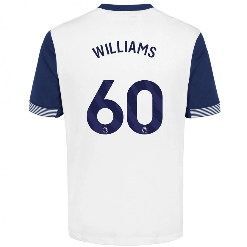 Danxen Børn Jaden Williams #60 Hvid Blå Hjemmebane Spillertrøjer 2024/25 Trøje T-Shirt