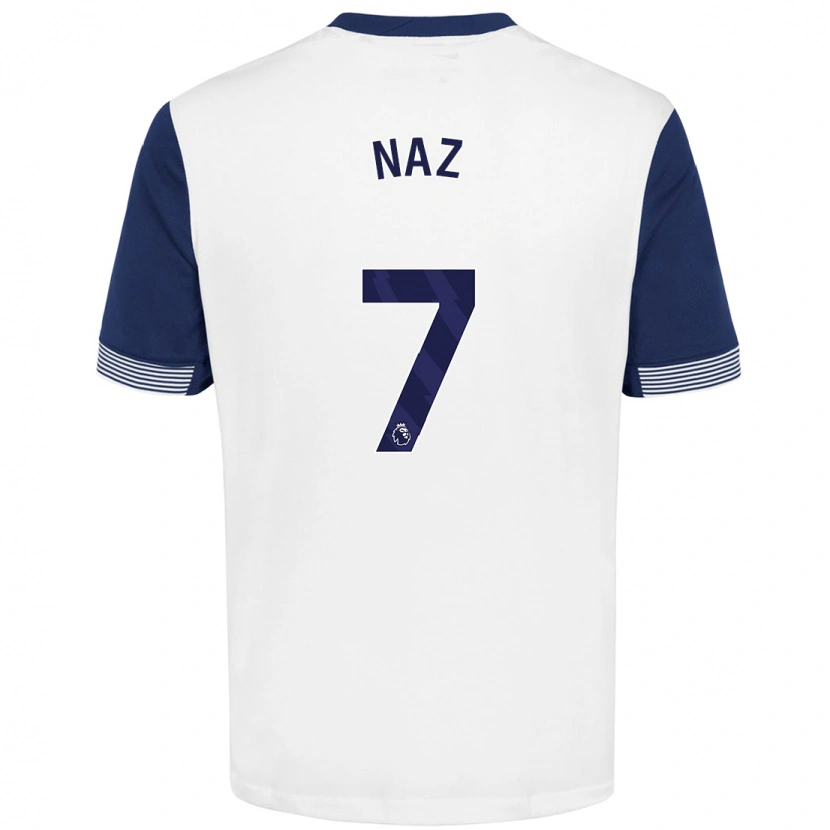 Danxen Børn Jessica Naz #7 Hvid Blå Hjemmebane Spillertrøjer 2024/25 Trøje T-Shirt