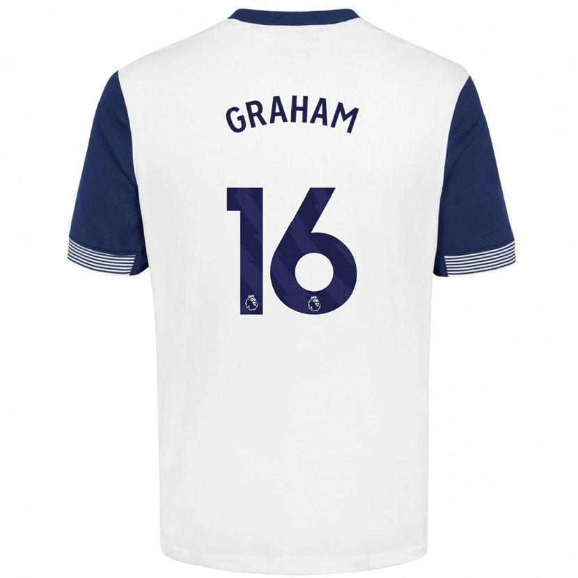 Danxen Børn Kit Graham #16 Hvid Blå Hjemmebane Spillertrøjer 2024/25 Trøje T-Shirt