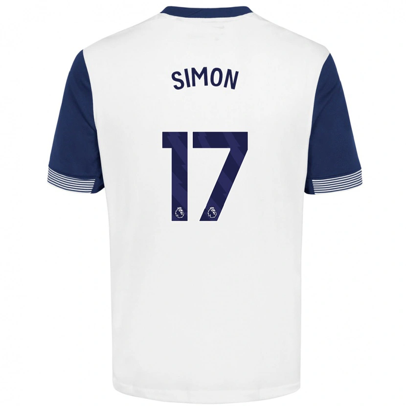 Danxen Børn Kyah Simon #17 Hvid Blå Hjemmebane Spillertrøjer 2024/25 Trøje T-Shirt