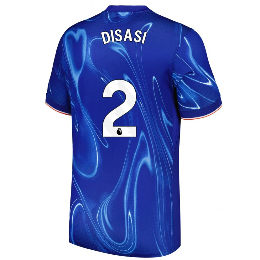 Danxen Børn Axel Disasi #2 Blå Hvid Hjemmebane Spillertrøjer 2024/25 Trøje T-Shirt