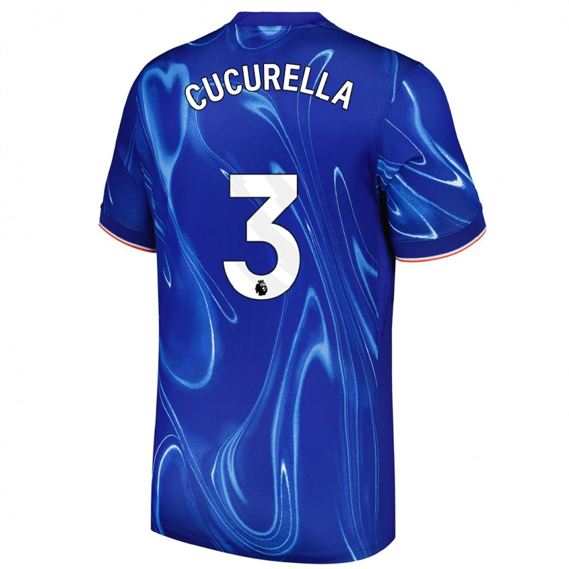 Danxen Børn Marc Cucurella #3 Blå Hvid Hjemmebane Spillertrøjer 2024/25 Trøje T-Shirt