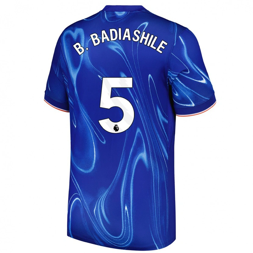 Danxen Børn Benoît Badiashile #5 Blå Hvid Hjemmebane Spillertrøjer 2024/25 Trøje T-Shirt