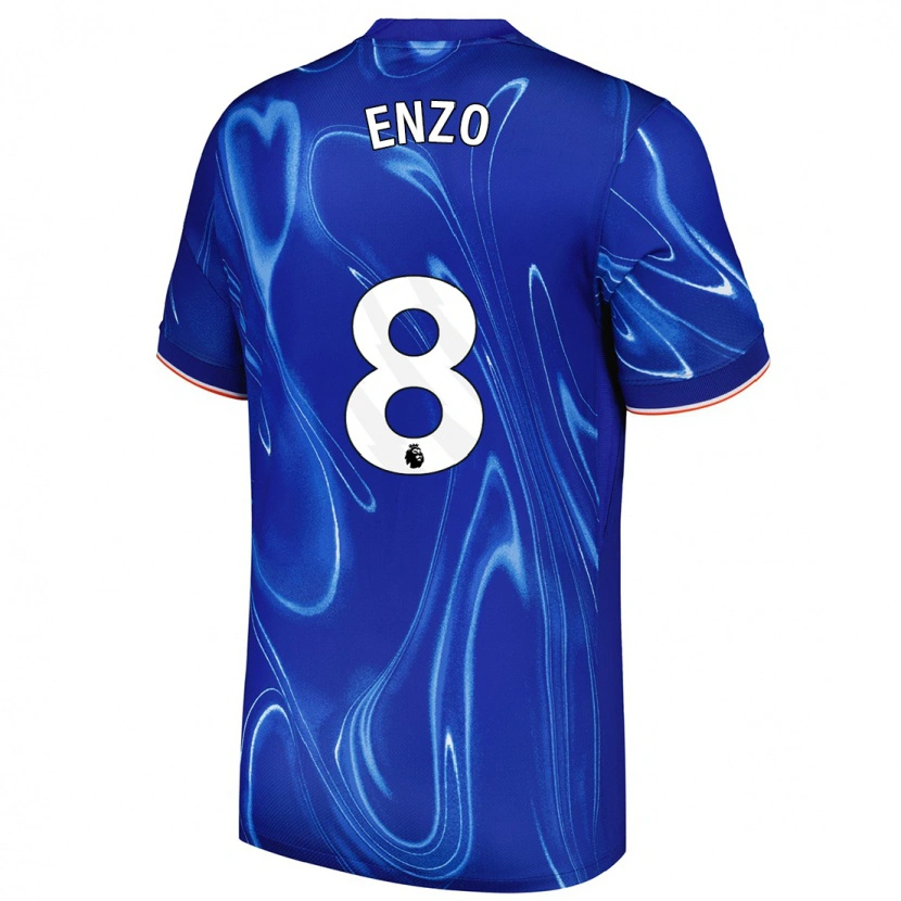 Danxen Børn Enzo Fernández #8 Blå Hvid Hjemmebane Spillertrøjer 2024/25 Trøje T-Shirt