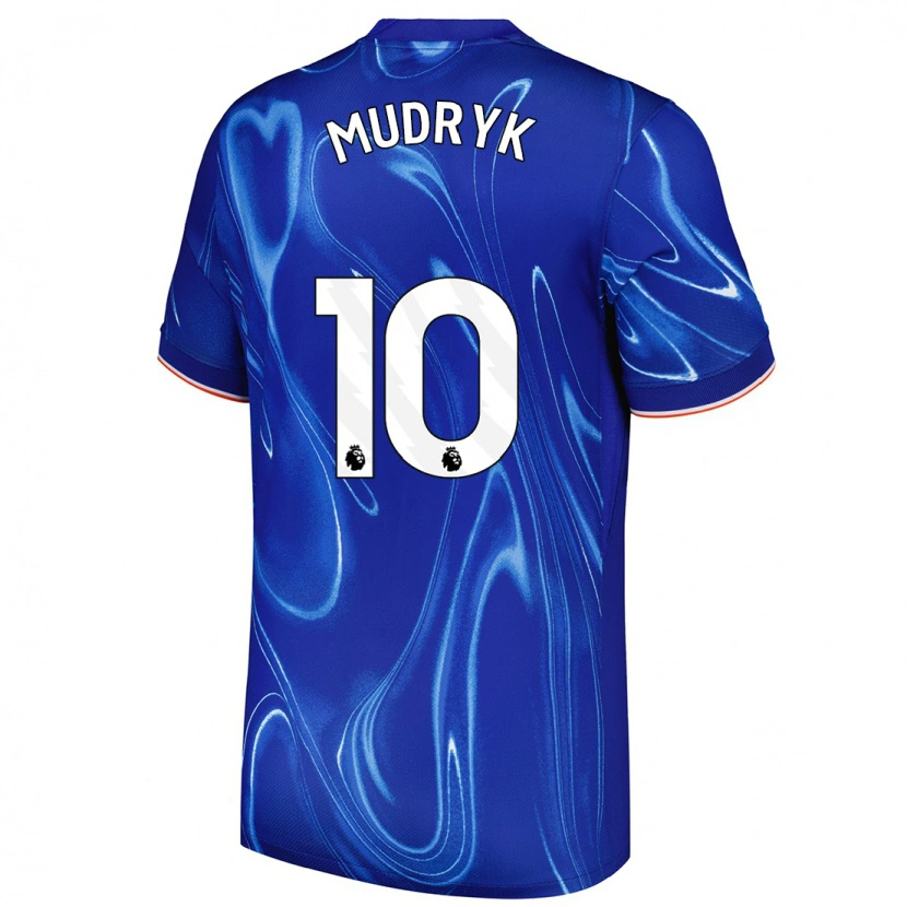 Danxen Børn Mykhaylo Mudryk #10 Blå Hvid Hjemmebane Spillertrøjer 2024/25 Trøje T-Shirt
