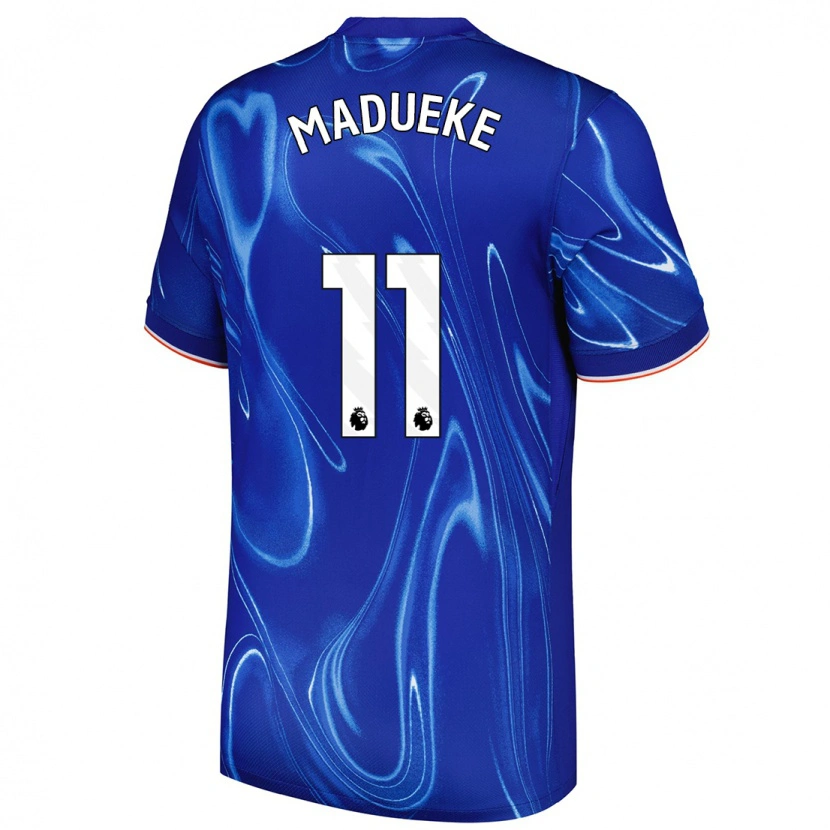 Danxen Børn Noni Madueke #11 Blå Hvid Hjemmebane Spillertrøjer 2024/25 Trøje T-Shirt