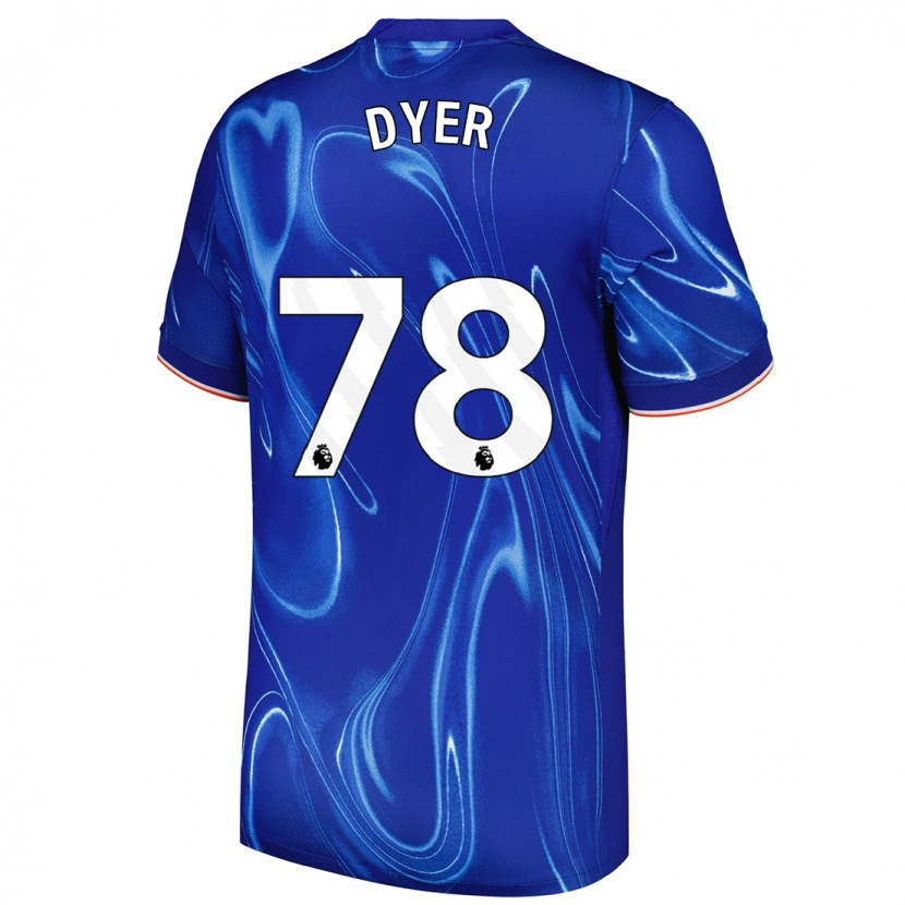 Danxen Børn Kiano Dyer #78 Blå Hvid Hjemmebane Spillertrøjer 2024/25 Trøje T-Shirt