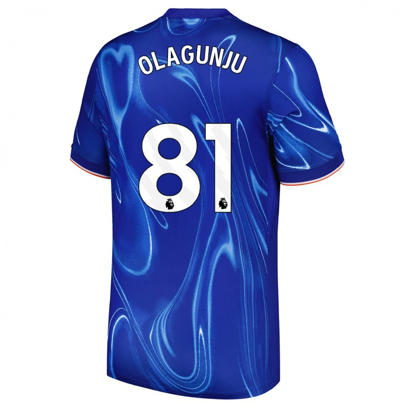 Danxen Børn Saheed Olagunju #81 Blå Hvid Hjemmebane Spillertrøjer 2024/25 Trøje T-Shirt