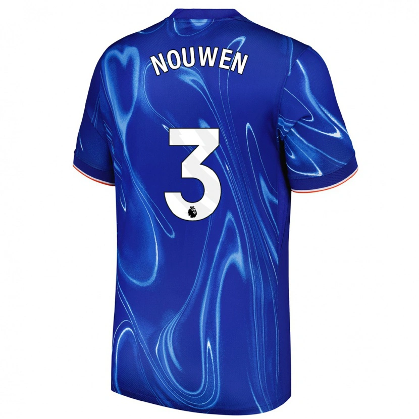 Danxen Børn Aniek Nouwen #3 Blå Hvid Hjemmebane Spillertrøjer 2024/25 Trøje T-Shirt