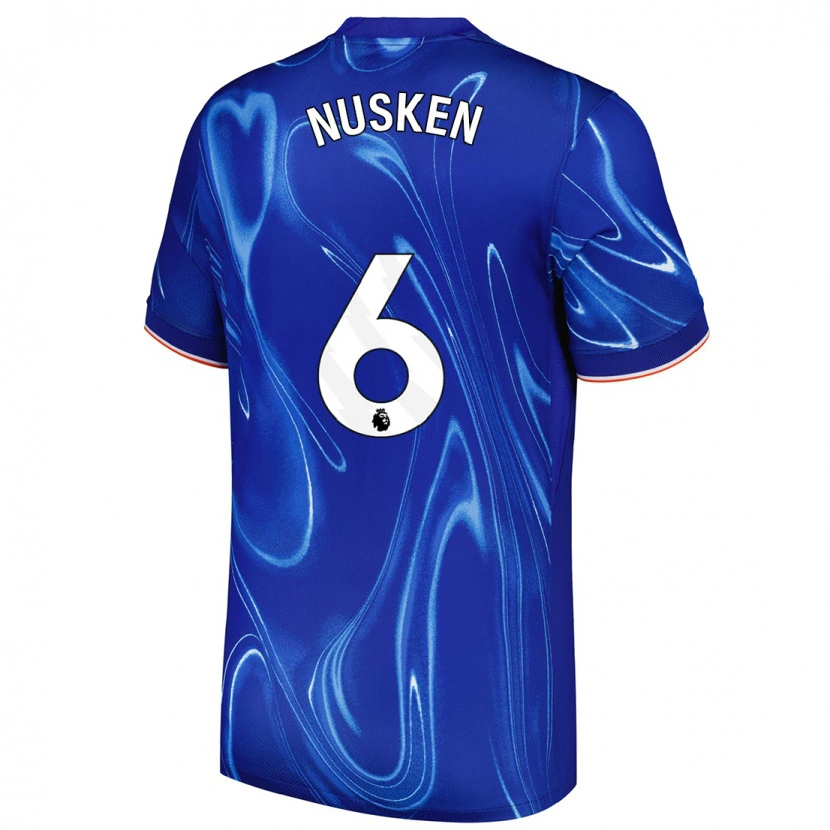 Danxen Børn Sjoeke Nüsken #6 Blå Hvid Hjemmebane Spillertrøjer 2024/25 Trøje T-Shirt