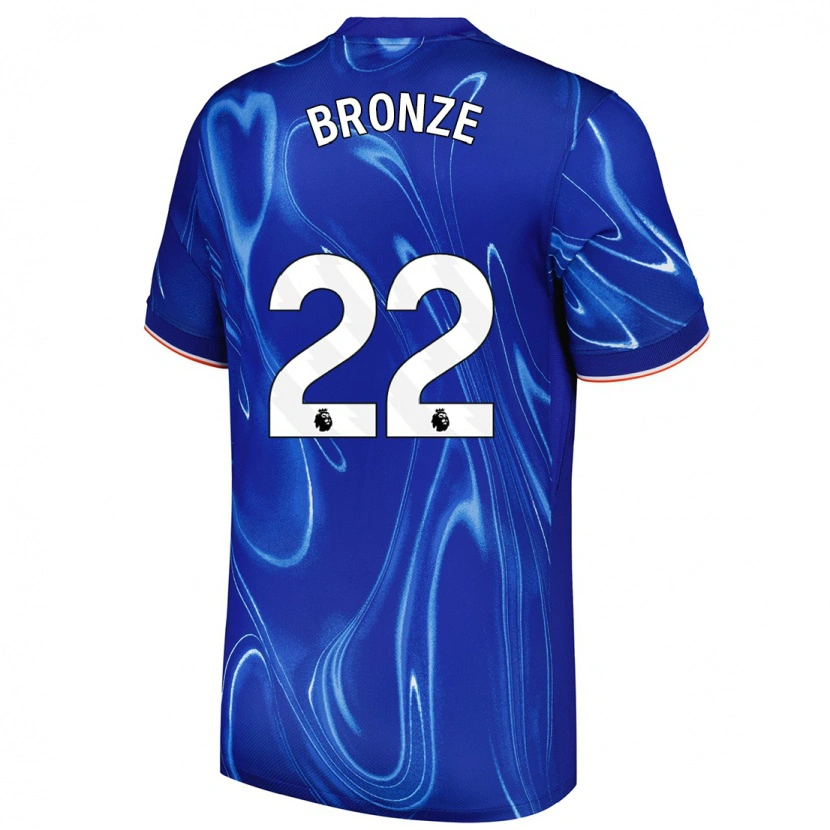 Danxen Børn Lucy Bronze #22 Blå Hvid Hjemmebane Spillertrøjer 2024/25 Trøje T-Shirt