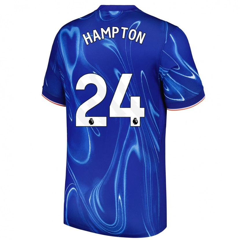 Danxen Børn Hannah Hampton #24 Blå Hvid Hjemmebane Spillertrøjer 2024/25 Trøje T-Shirt