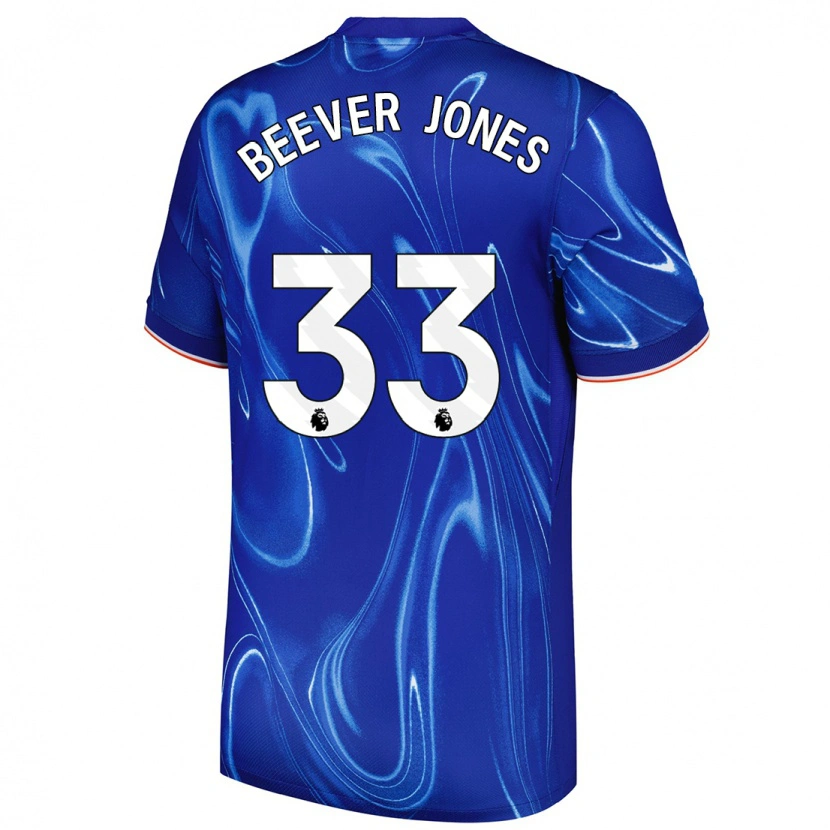 Danxen Børn Aggie Beever-Jones #33 Blå Hvid Hjemmebane Spillertrøjer 2024/25 Trøje T-Shirt