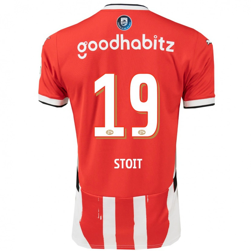 Danxen Børn Fleur Stoit #19 Rød Hvid Hjemmebane Spillertrøjer 2024/25 Trøje T-Shirt