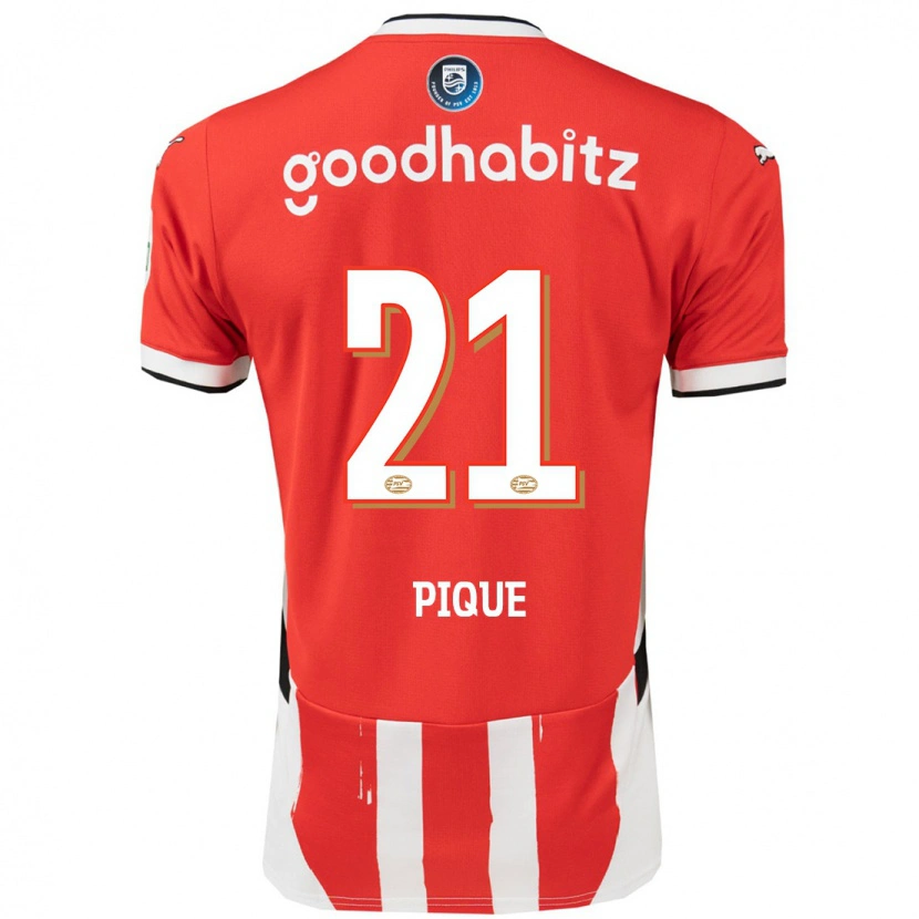 Danxen Børn Naomi Piqué #21 Rød Hvid Hjemmebane Spillertrøjer 2024/25 Trøje T-Shirt
