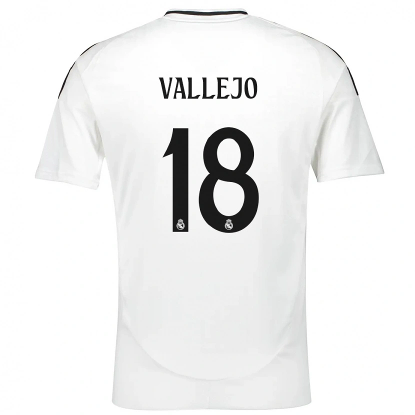 Danxen Børn Jesús Vallejo #18 Hvid Hjemmebane Spillertrøjer 2024/25 Trøje T-Shirt