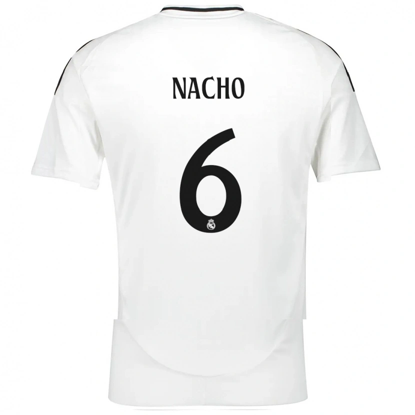Danxen Børn Nacho Fernández #6 Hvid Hjemmebane Spillertrøjer 2024/25 Trøje T-Shirt