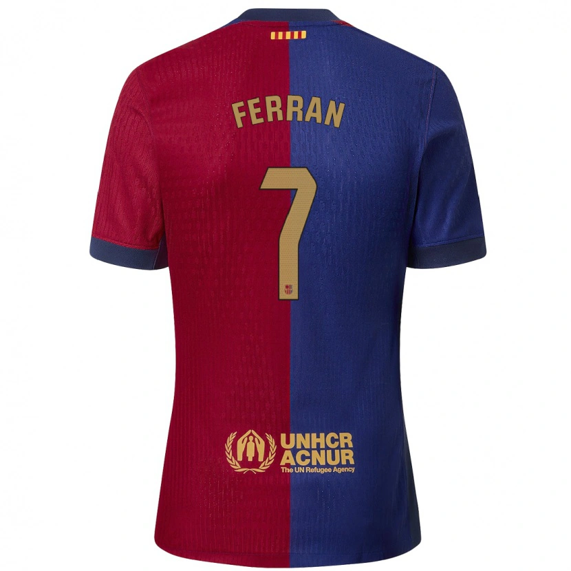 Danxen Børn Ferran Torres #7 Blå Rød Hjemmebane Spillertrøjer 2024/25 Trøje T-Shirt